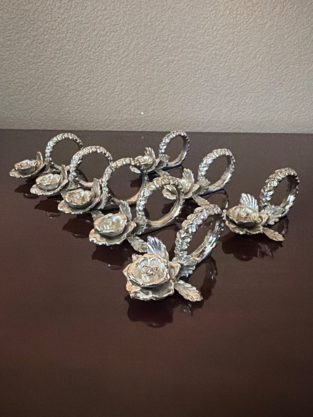 Set of 8 Vintage Princess House Victorian Rose Napkin Rings Placecard Holders
